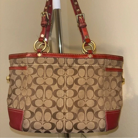 Coach Tan and Pink Signature Tote - Picture 3 of 9